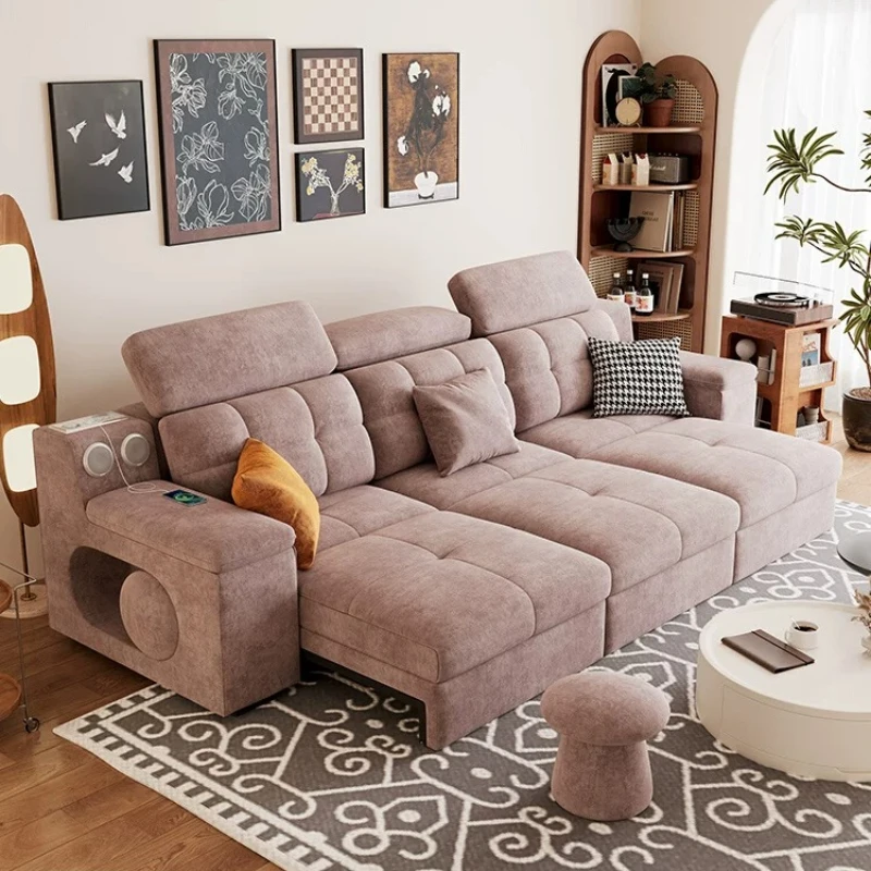 CX Chenier cotton and linen function electric sofa, adjustable small apartment intelligent automatic retractable sofa bed