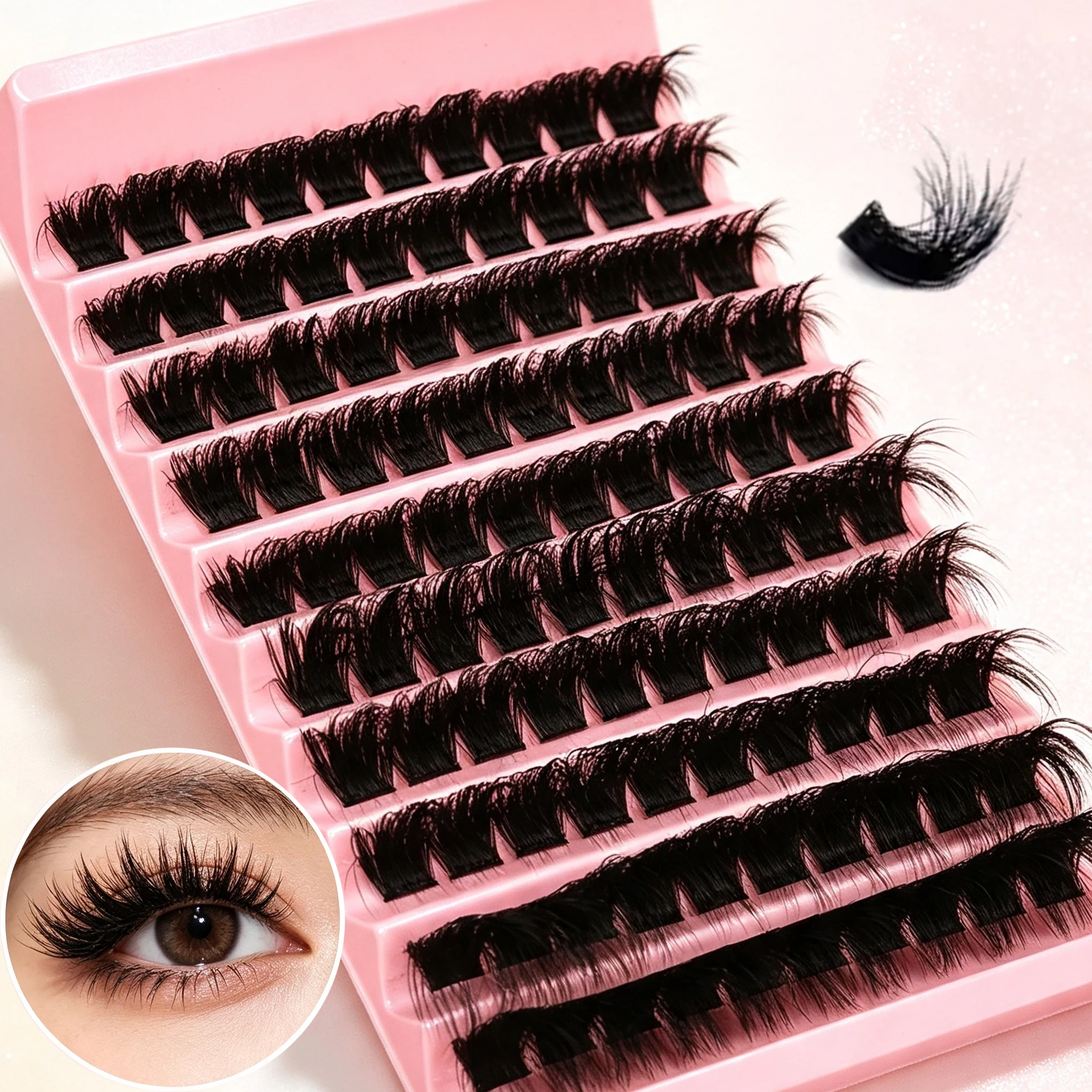 Flauschige Cluster-Wimpern D-Curl Einzelwimpernverlängerungen DIY Natürliche Falsche Wimpern Weich Wiederverwendbar Für Anfänger im Täglichen Make-up – Detail 1