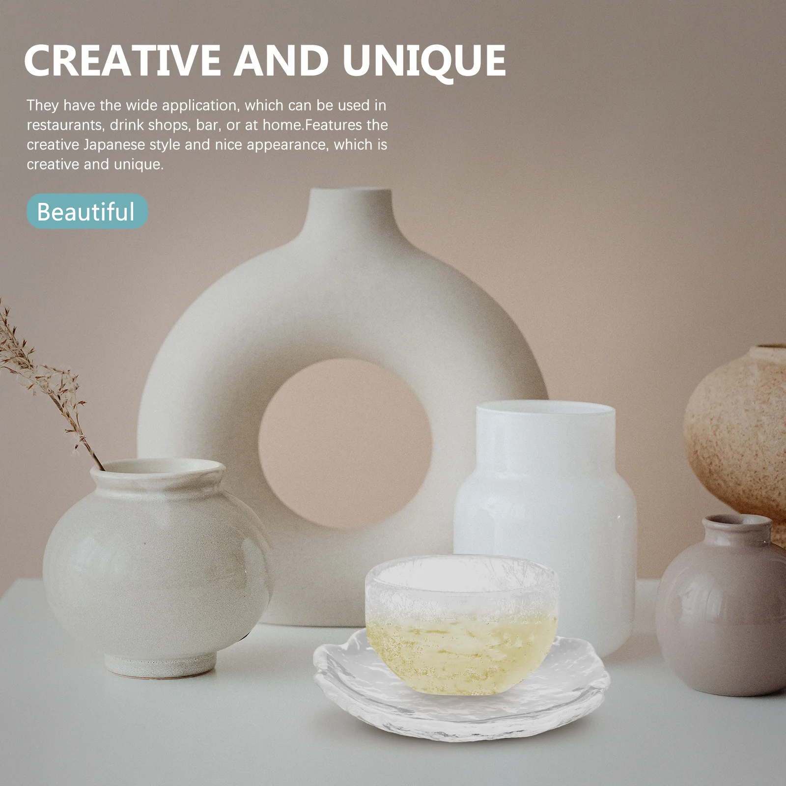 

3Pcs Tea Cup Coasters Heat Resistant Glass Creative Japanese Style Coasters for Cafe Restaurant Home Mug Mats