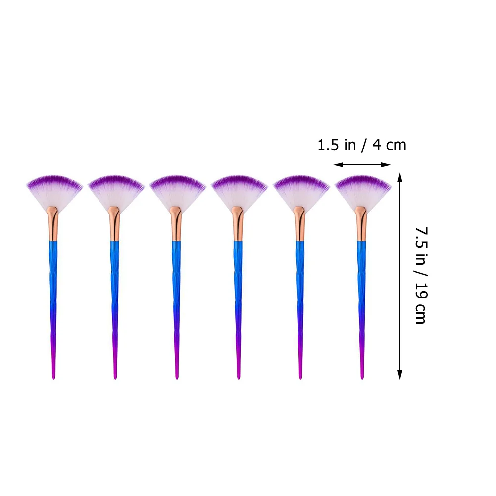 

6 Pcs Fan Shaped Makeup Brush Tool Mask Applicator Soft Facial Brushes Tools Plastic