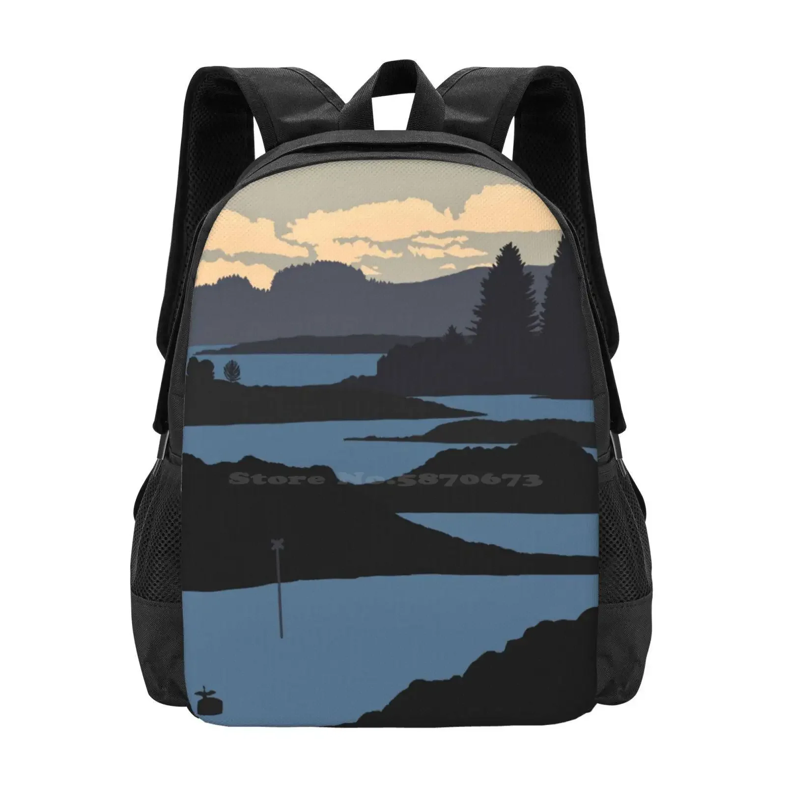 

Golden Hour Landscape Hot Sale Schoolbag Backpack Fashion Bags Ocean Waves Golden Hour Evening Scottish Landscape Scotland