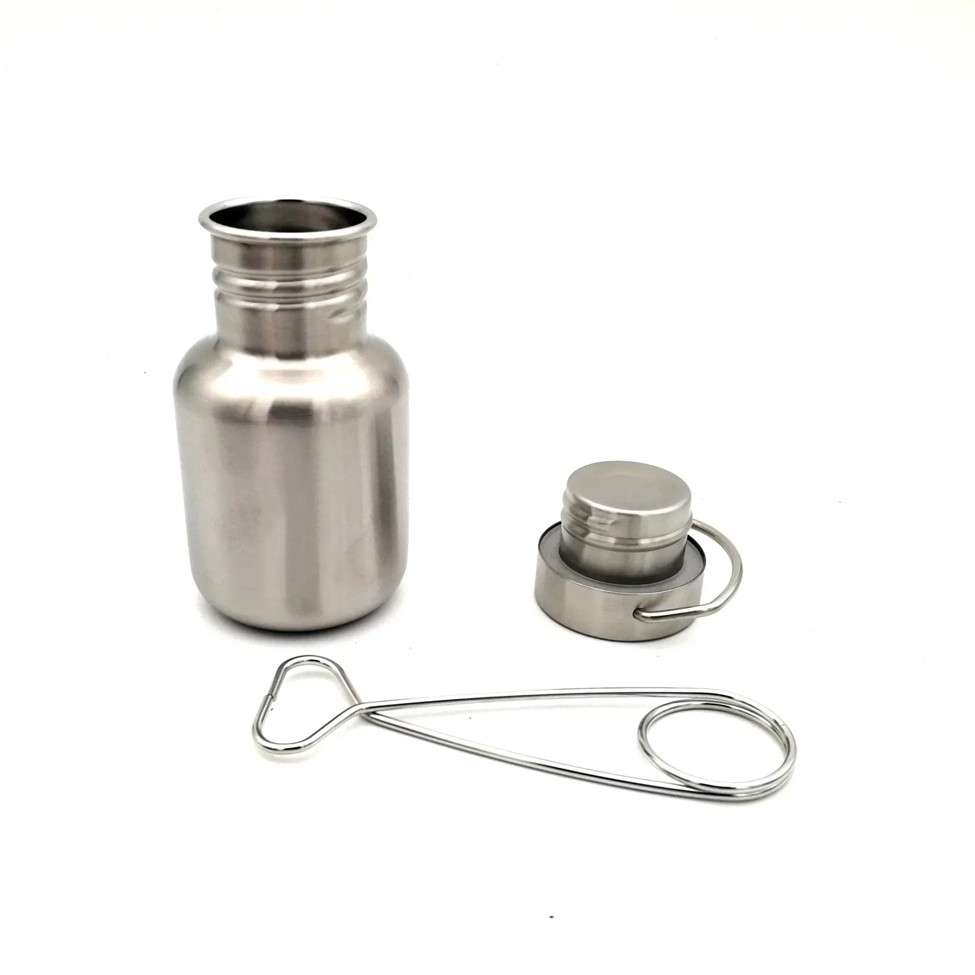 Stainless Steel Water Bottle with Hook, Wide Mouth Jar, Leak-Proof, Fit for Camping, Picnic, Hiking, 350 ml, 500 ml, 750ml