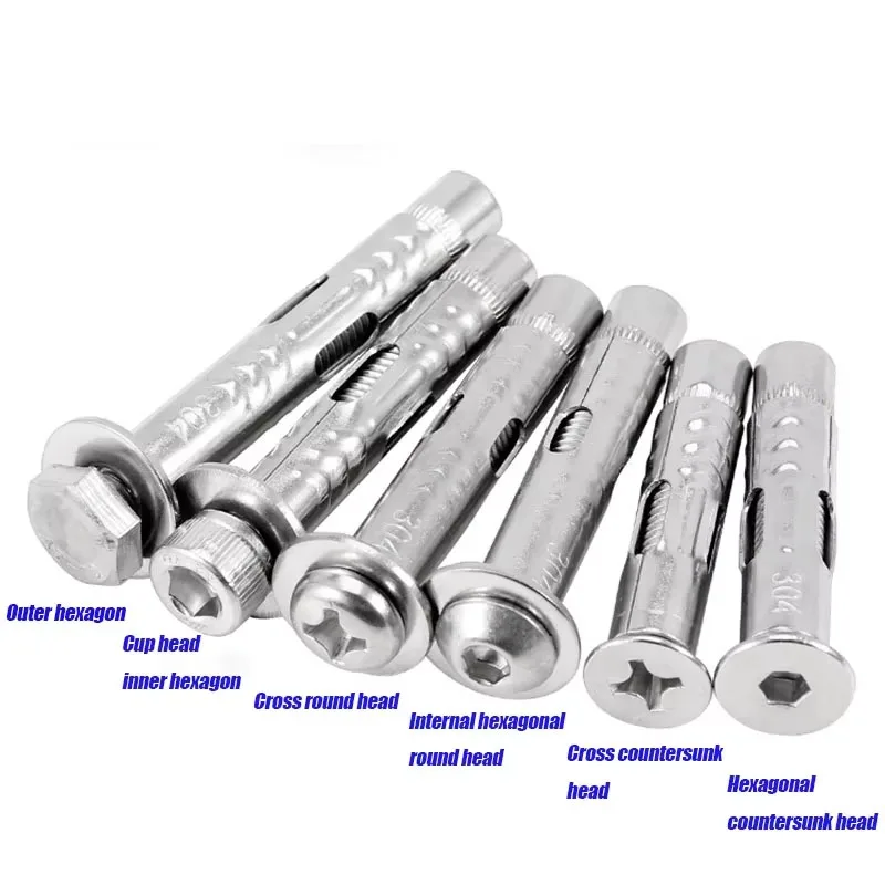 M6 M8 M10 M12 (مجموعة) 304 الفولاذ المقاوم للصدأ سداسية التوسع المسمار غاطسة مستديرة رئيس كأس داخلي رئيس مسدس توسيع الترباس