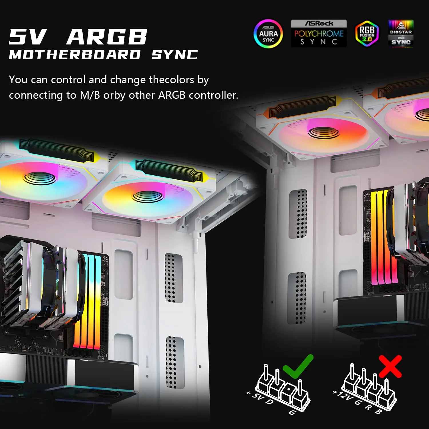 Prism 4 PRO ARGB พัดลม PC 120 มม.พัดลมคอมพิวเตอร์ 4pin CPU พัดลมระบายความร้อน 3pin5v RGB