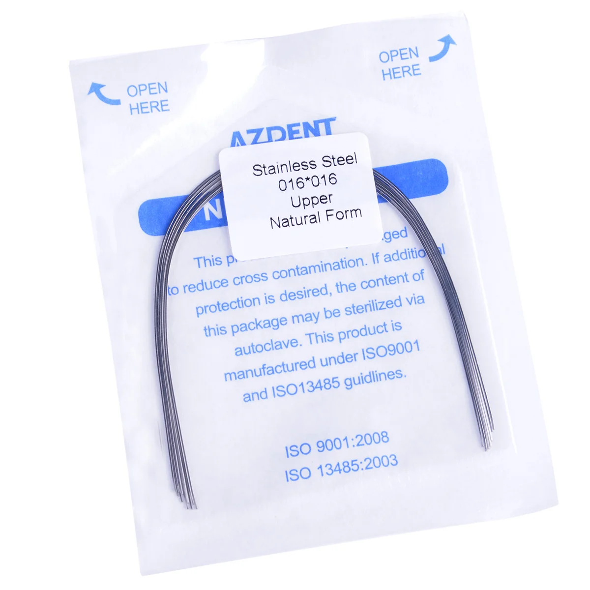 AZDENT 10 Packs=100pcs Dental Orthodontic Arch Wires Stainless Steel Round Rectangular Type Natural Form Braces Wires for Teeth