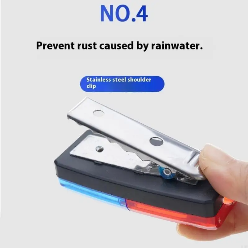 103F USB Rechargeable Shoulder Clip Light 4 Adjustable Mode Waterproof Warning Light