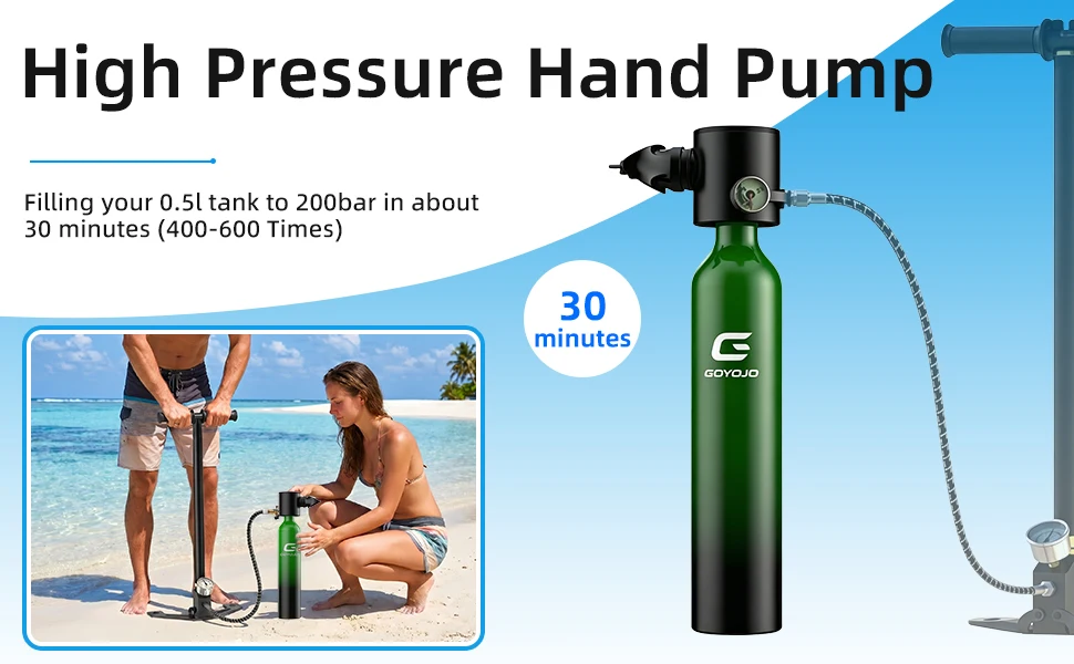 GOYOJO Mini Scuba Diving Tank 5-10 Minutes Dive Bottle 0.5L Oxygen Scuba Dive Cylinder for Scuba Diving Snorkeling