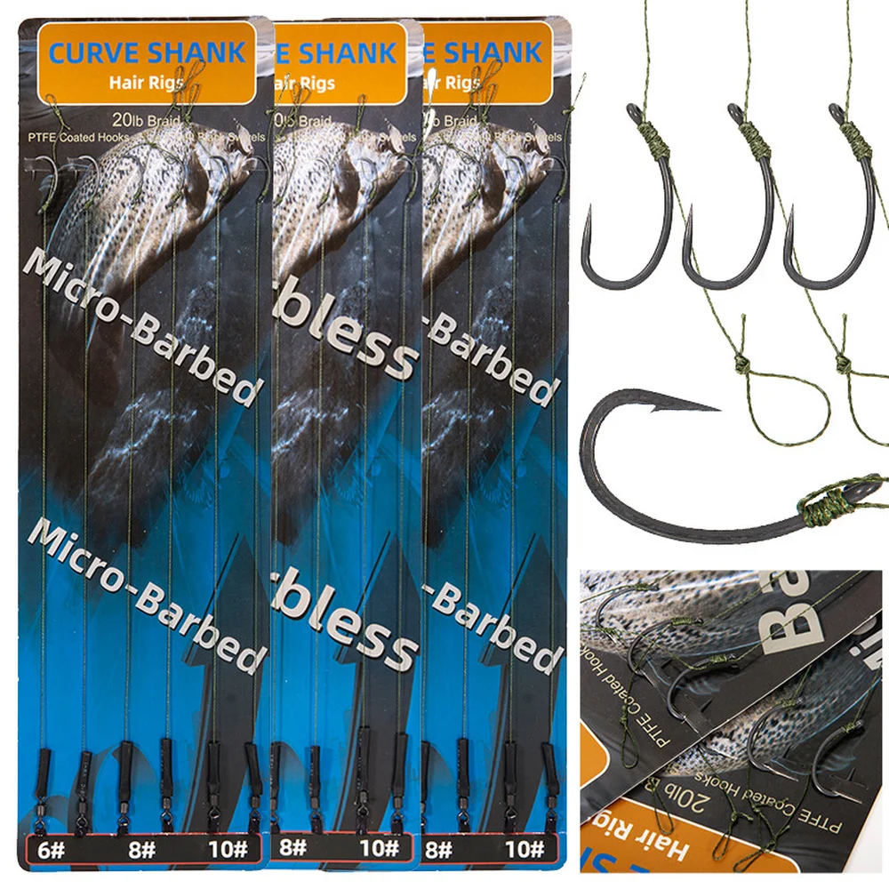 6# 8#10# Fish Hook Anti-entanglement Fixture Bait Soft Bait Wear Fake String Barbed Hook Fishing Hook Fishing Tackle