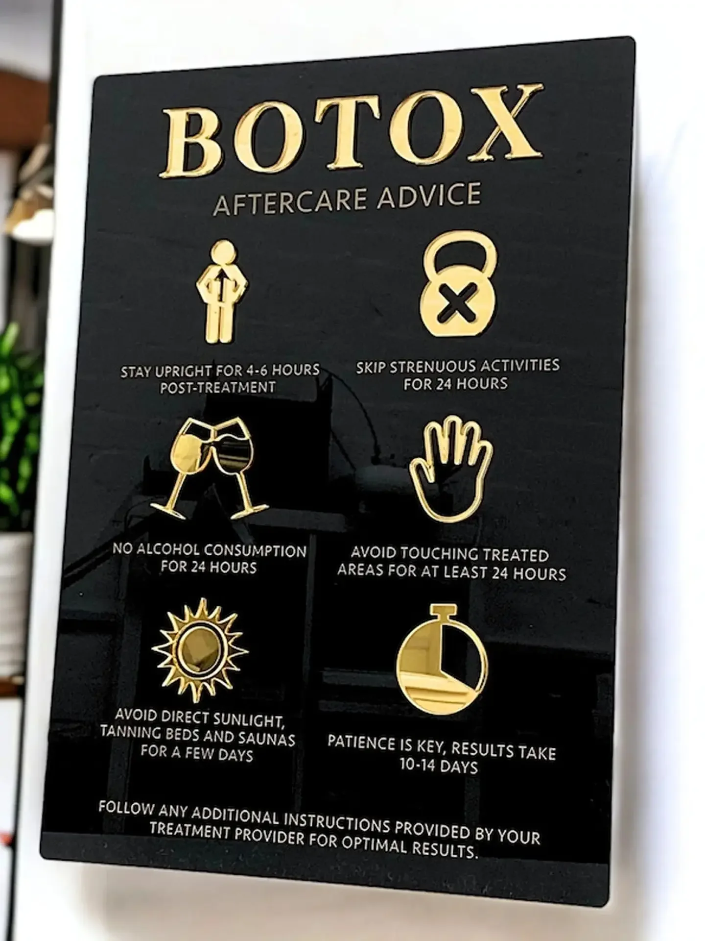 Botox Aftercare Advice Sign A3 Acrylic Salon Aesthetics Clinic Sign 3D Acrylic Clinic Wall Sign Beauty Salon Business Sign