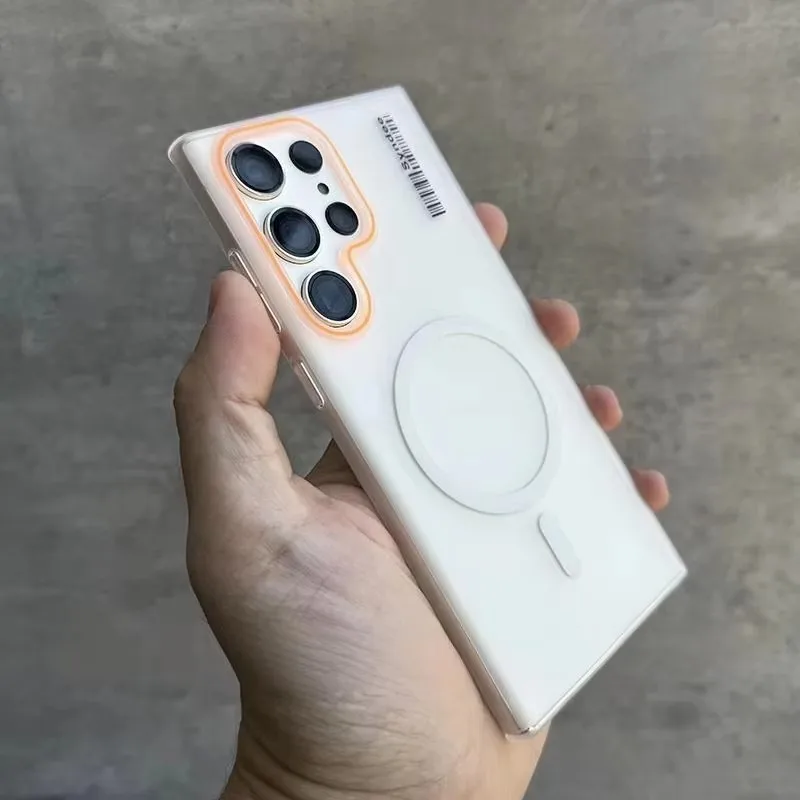 Роскошный чехол для телефона Magsafe с магнитной беспроводной зарядкой для Samsung S25 S24 S22 S23 Ultra Slim Lable Cover для Galaxy S25 Plus