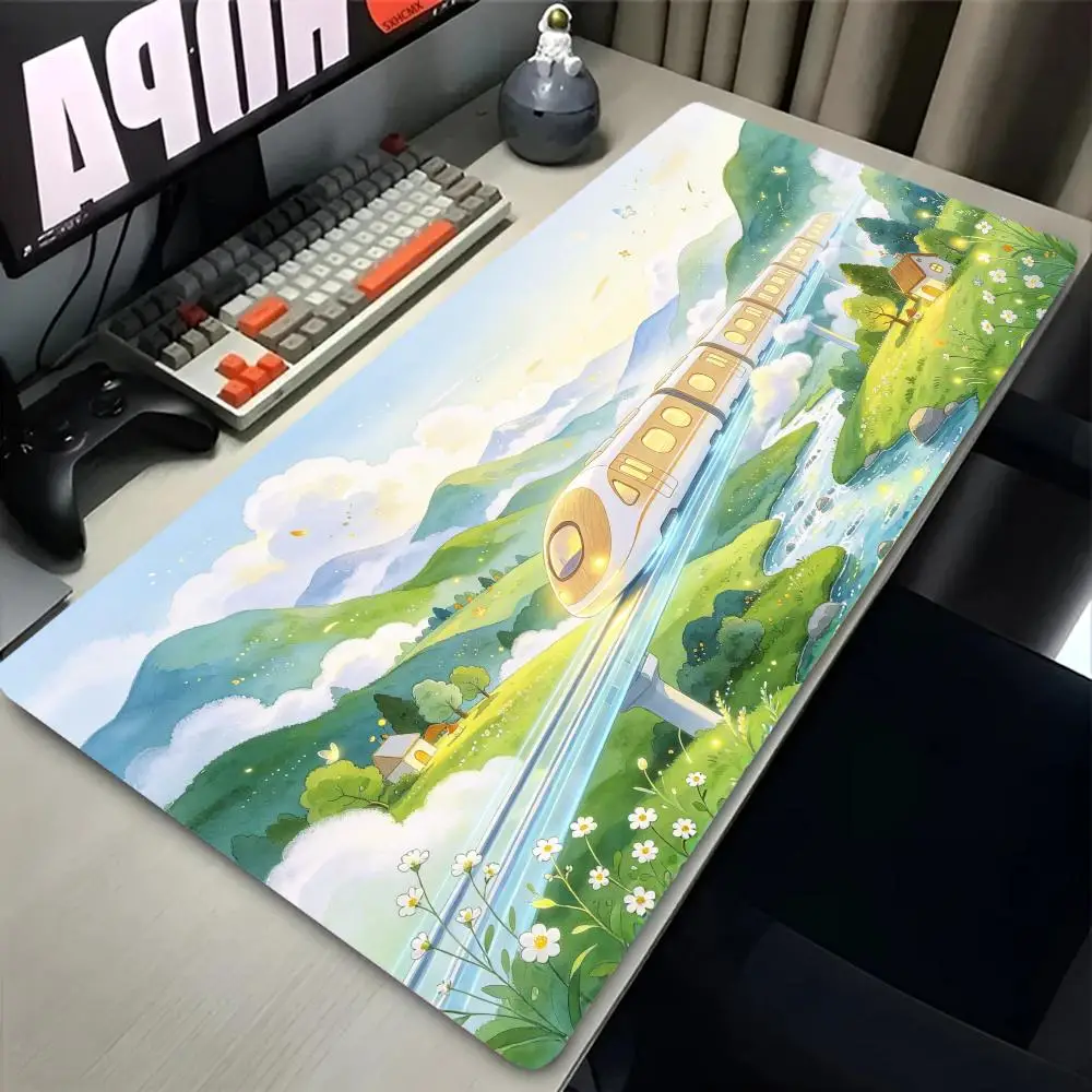 Valley Train Town Table Mat Non Slip Rubber Base Precision Tracking For Pastoral Decor