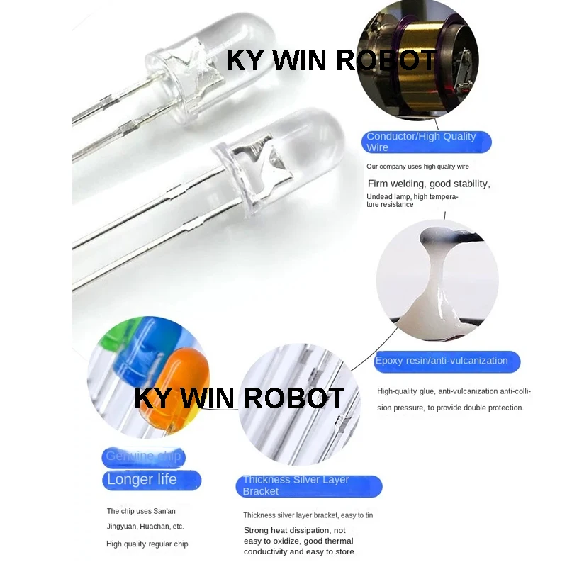 50pcs/lot F3 3mm/5mm Fast/Slow RGB Flash Red Green Blue Rainbow Multi Color Light Emitting Diode Round LED Full Color DIY
