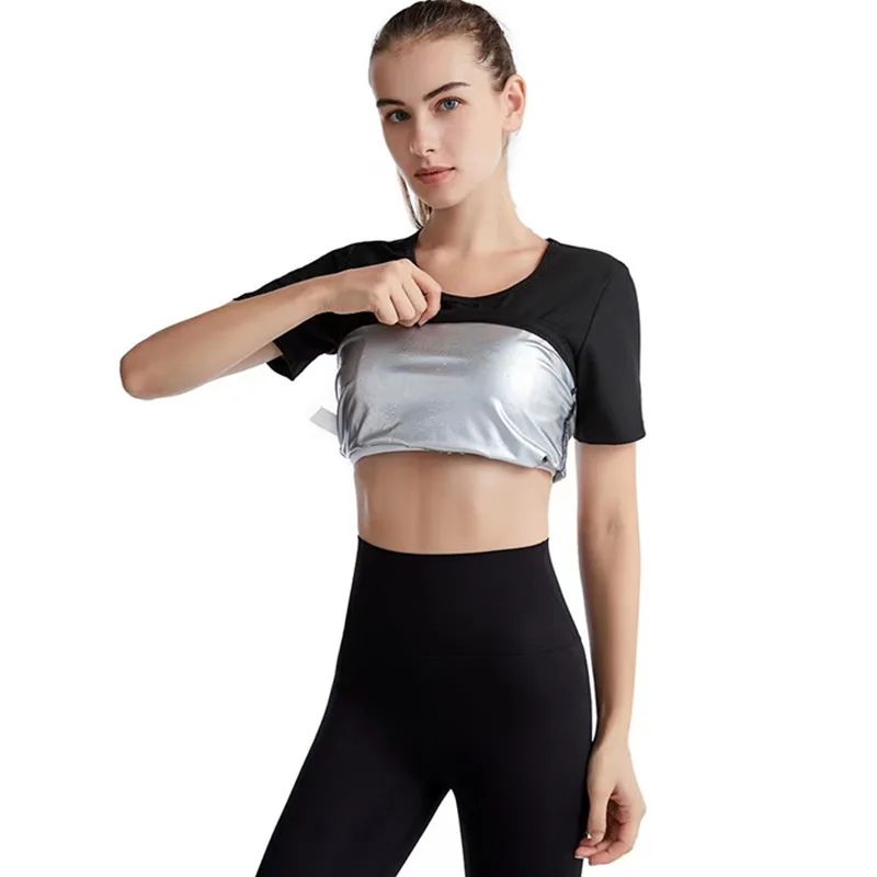 Frauen Sport Korsett Fitness Burst Sweat Top Kurzarm Burst Sweat Yoga Shape wear Weste 여자성기팬志Body Shaper Frauen