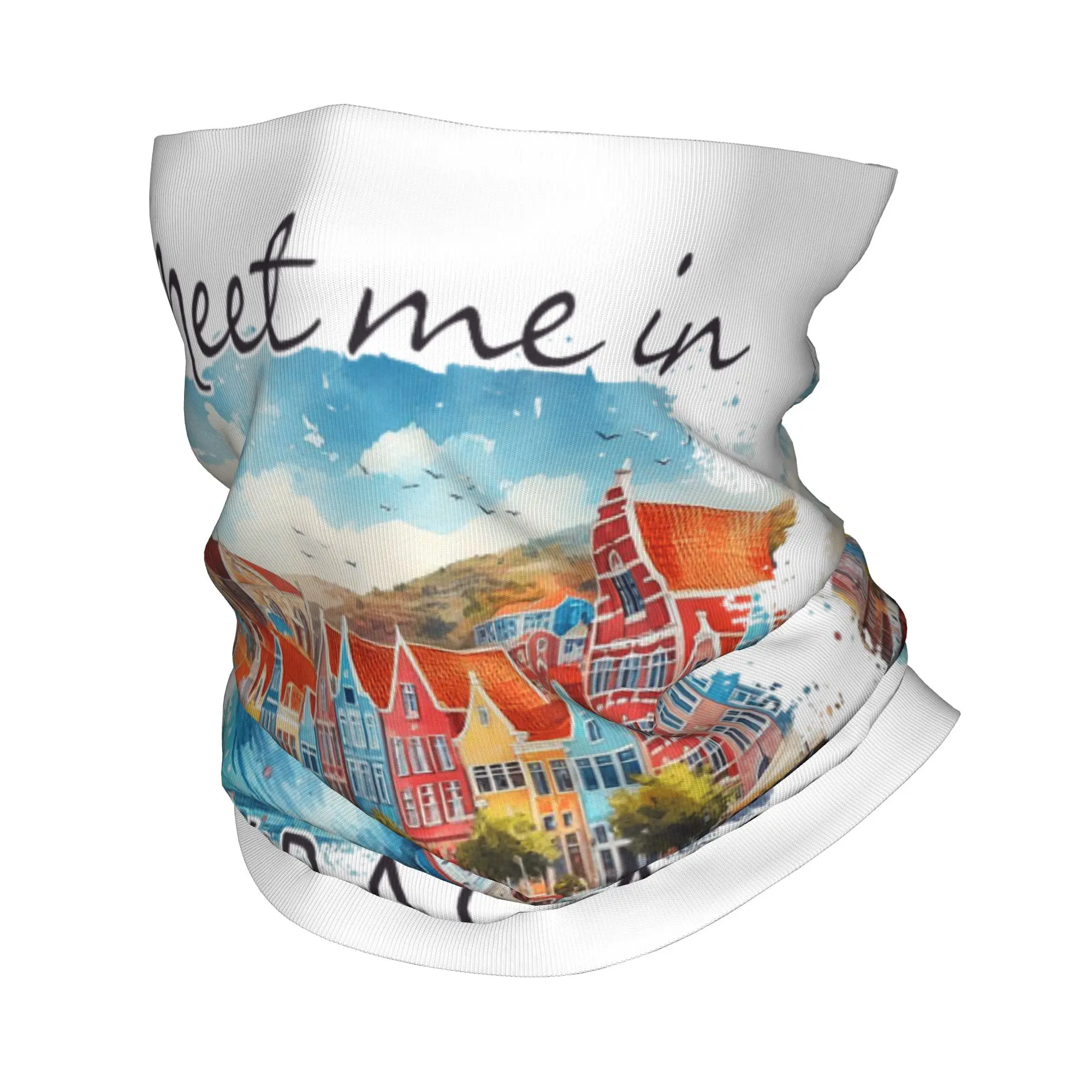 Meet Me in Curacao Islands - Pañuelo para el cuello tipo bandana, pasamontañas, bufanda envolvente, estampado, para viajes, multiusos, para hombres, mujeres y adultos