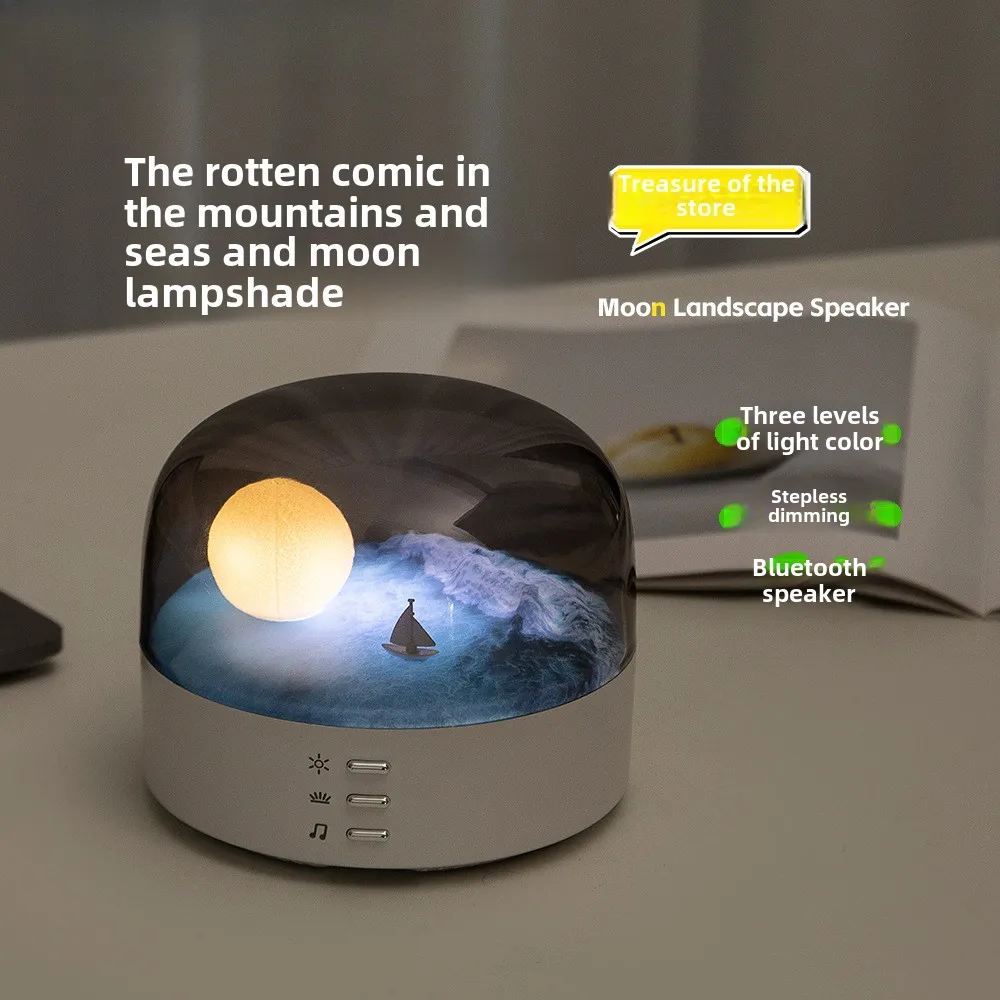 Moon Bluetooth Speaker Night Lights Internet Celebrity Gift Decoration Table Lamp Eye Protection Gradient Adjustable Desk Lamp