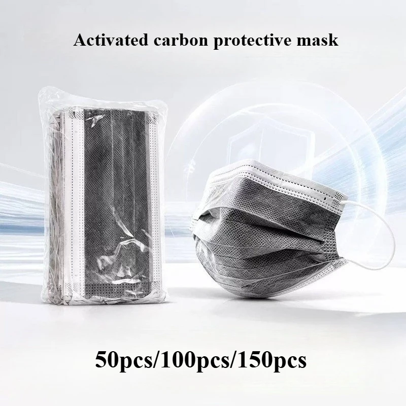 50pcs/100pcs/150pcs Masque Disposable 4-layer Mask Thickened Dustproof Smog-proof Breathable for Everyday Protection Face Mask