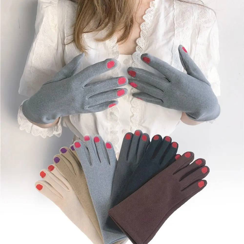Women's Fashion Touchscreen Nail Polish Gloves Cold Resistant Vintage Split Finger Glove Thickened Windproof Winter Warm Gloves