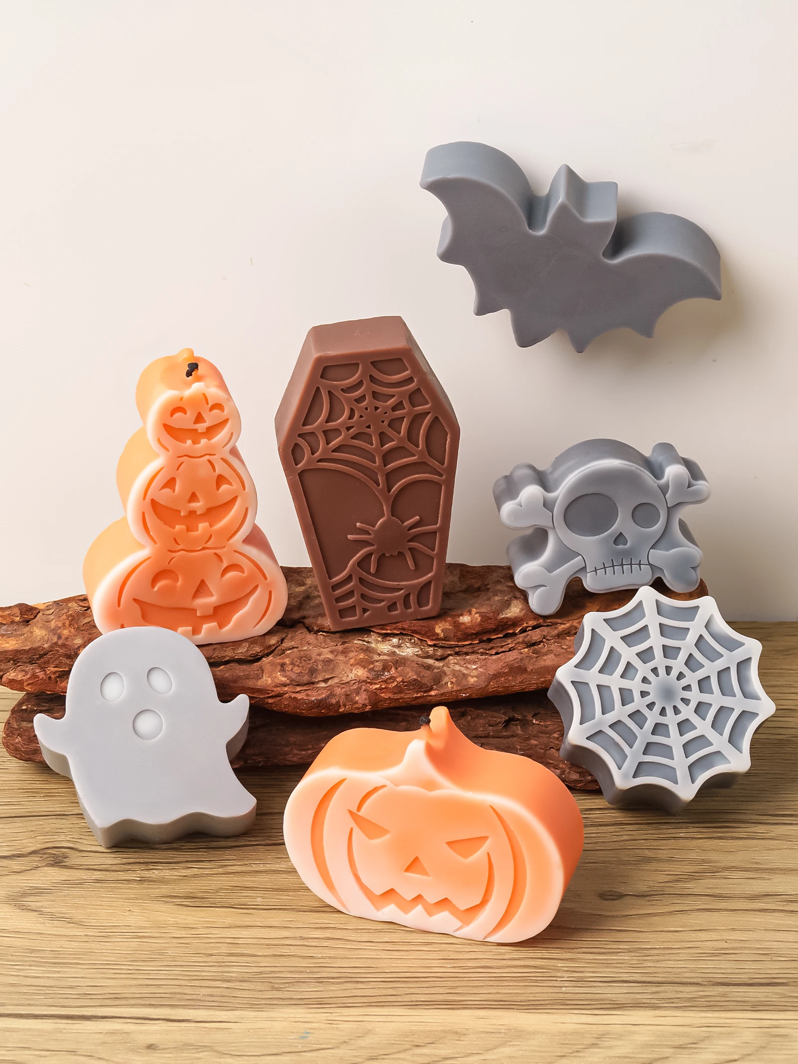 Halloween Series Ghost Silicone Candle Molds Pumpkins Handmade Soap Skull Bat Resin Mold 3D Creative Gypsum Ornament Gifts Mould