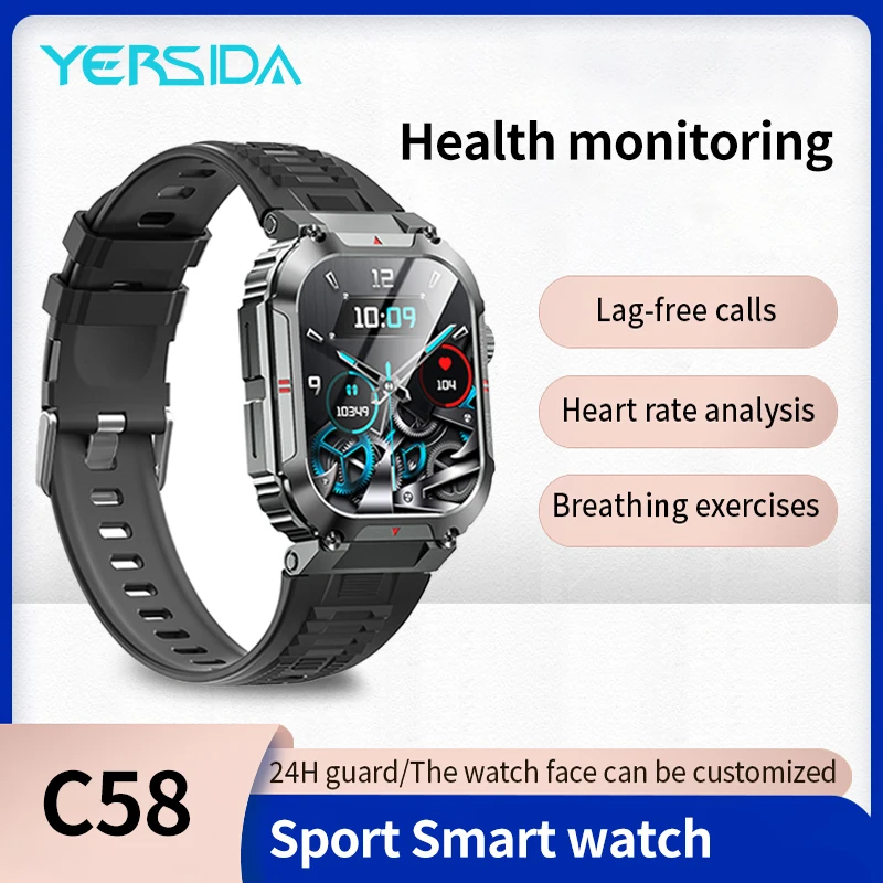 

YERSIDA Smartwatch C58 Professional Waterproof Screen Multiple Sports Modes Fitness Training Real-Time Health Monitoring Watch