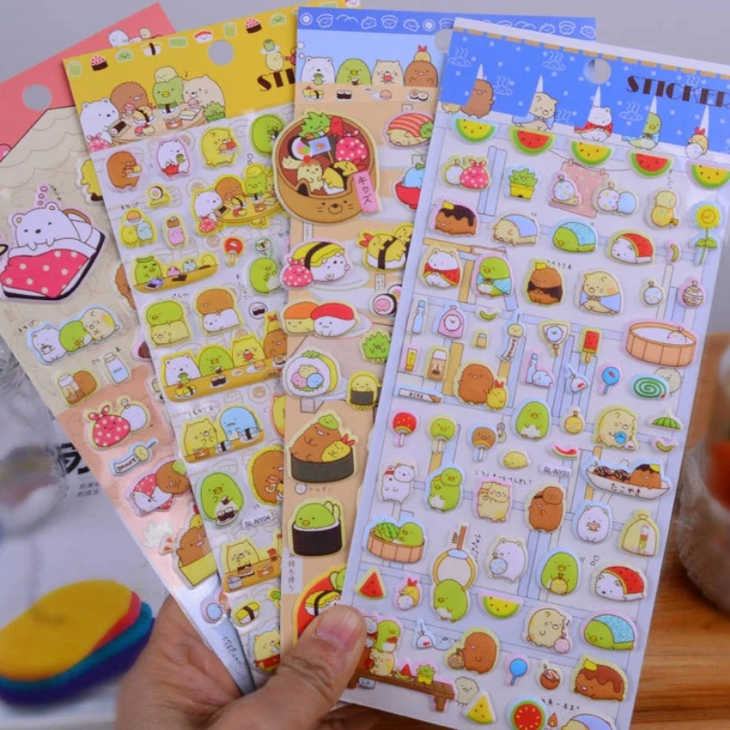 

4pcs Kawaii Sumikko 3d Bubble Stickers Sakura Creative Girl'S Diy Phone Case Camera Decoration Children'S Reward Toy