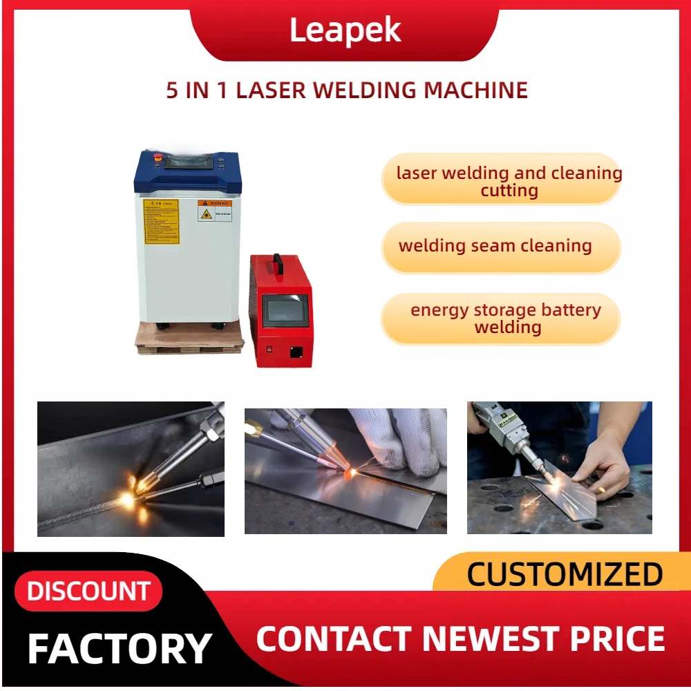 

5 in 1 Double Wire Feeder 1500w 2000w 3000w Fiber Laser Welding Machine Portable Battery Laser Welding Machine