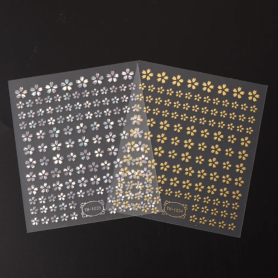 3D Laser Sakura Blume Nagel Aufkleber holographische Folien Abziehbilder Schlange selbstklebende Schieber Kirschblüte Maniküre Nail Art Dekorationen