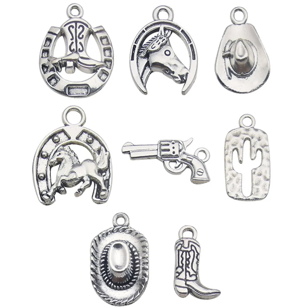 48 Pcs Cowboy Hat Pendant Necklace Pendants Charms for Jewelry Making Mini Crafting Supplies Prime Alloy