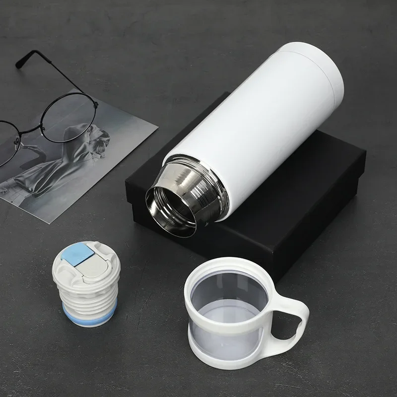 Sublimation Blank Bottle Double Wall Stainless Steel Transparent Lid Bullet Water Bottle Thermos Vaccum Flask Car Mug Coffee Cup