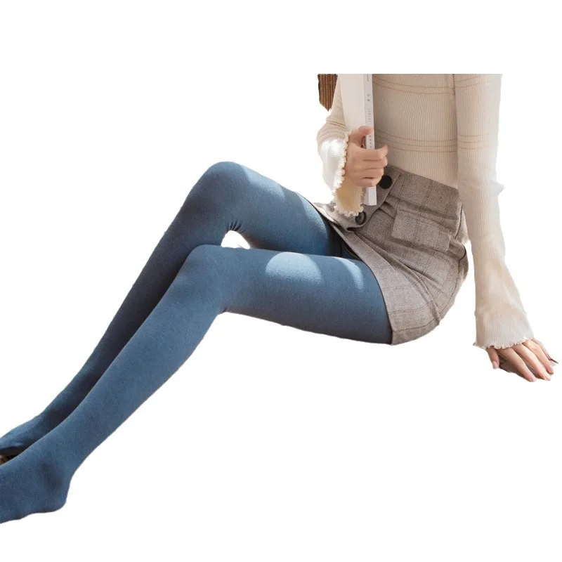 

Micro-pressure Belly and Thin Fleece Cotton Leggings Women's Autumn and Winter New Baby Fluff Circle Leggings Vertical Strip