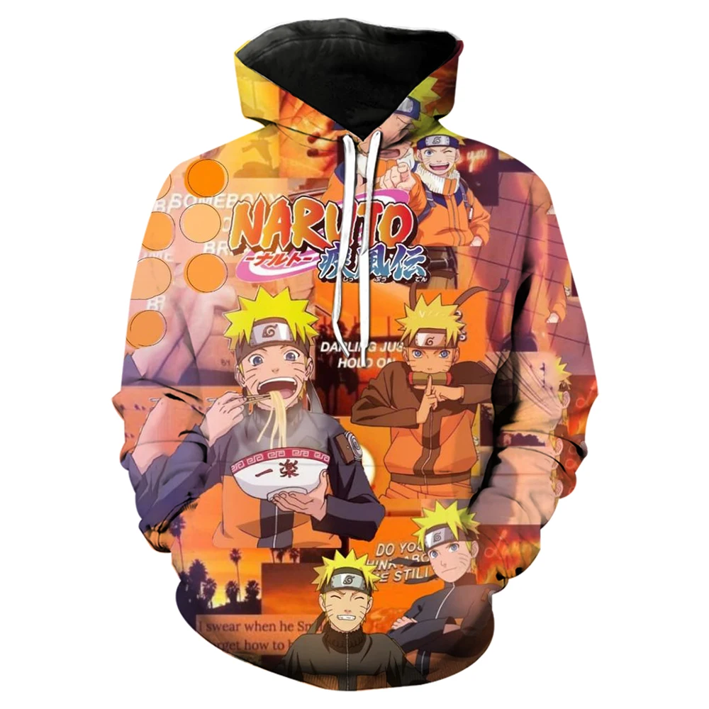 2024 New Fashion Japanese Anime Naruto Men's Hoodie 3D Printed Uzumaki Naruto Pattern Sweatshirt Street Style Casual Pullover