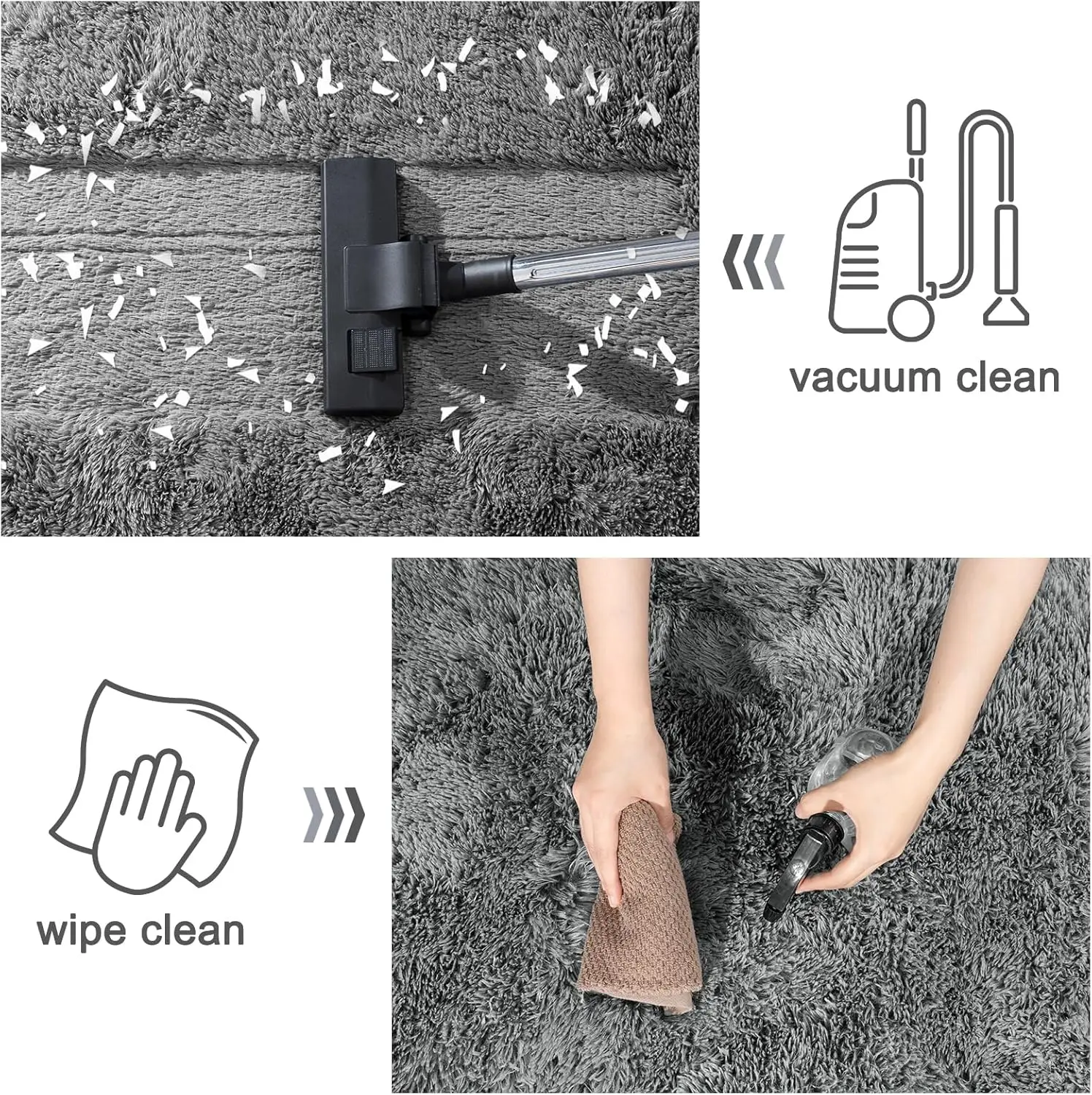 سجادة طويلة من القطيفة لغرفة المعيشة، سجاد منطقة الأريكة، سجادة أرضية منفوشة حديثة فائقة النعومة لغرفة نوم الأطفال، سجاد بجانب السرير، ديكور منزلي، رمادي #5