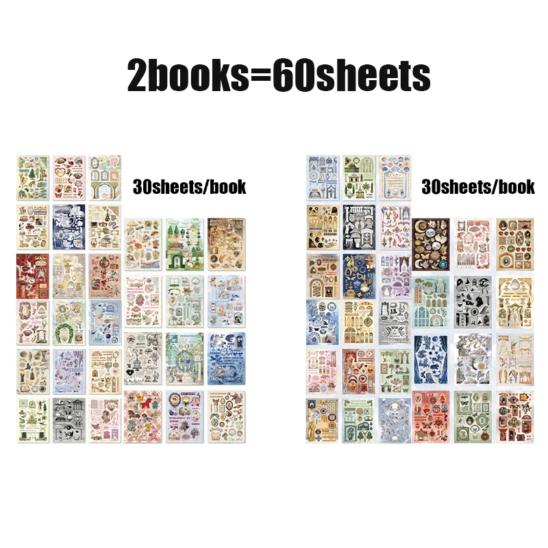 سلسلة فصول رائعة مكونة من 30 قطعة من Mr. Paper - كتاب ملصقات بموضوع عتيق، مجلة إبداعية لديكور القصاصات والإطار بنفسك #6