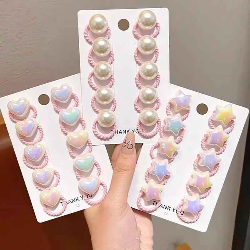10 Stück Niedliche Haarbänder für Babymädchen mit Cartoon-Herz- und Sternmotiven, Elastische Haargummis für Kleinkinder, Kinder-Haarbänder, Kopfbedeckung, Neu – Detail 9