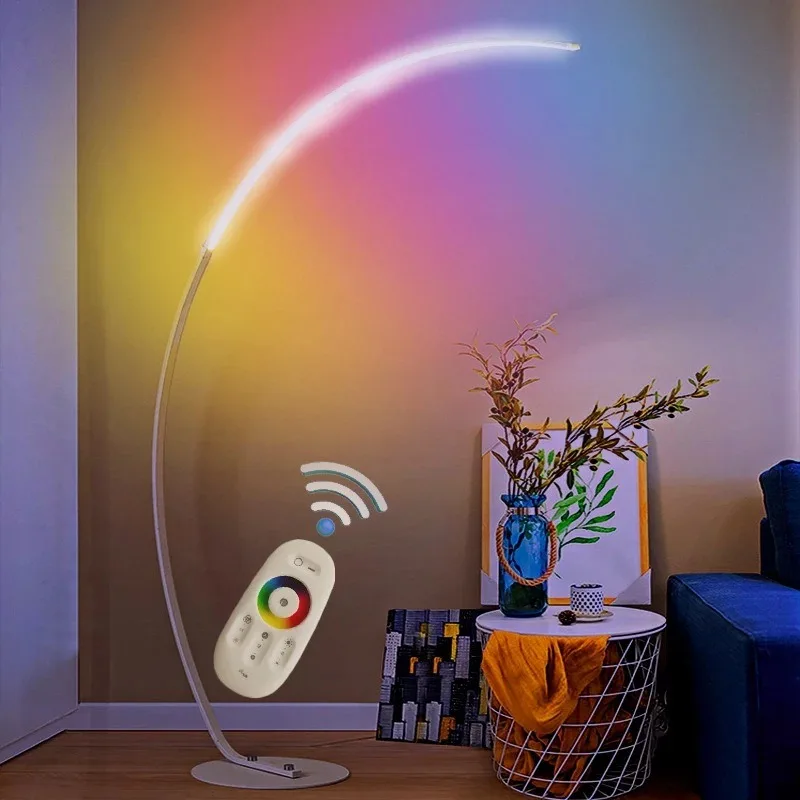 Fishing floor lamp, internet famous Instagram style RGB bedroom LED aluminum high-end living room floor lamp, C-type
