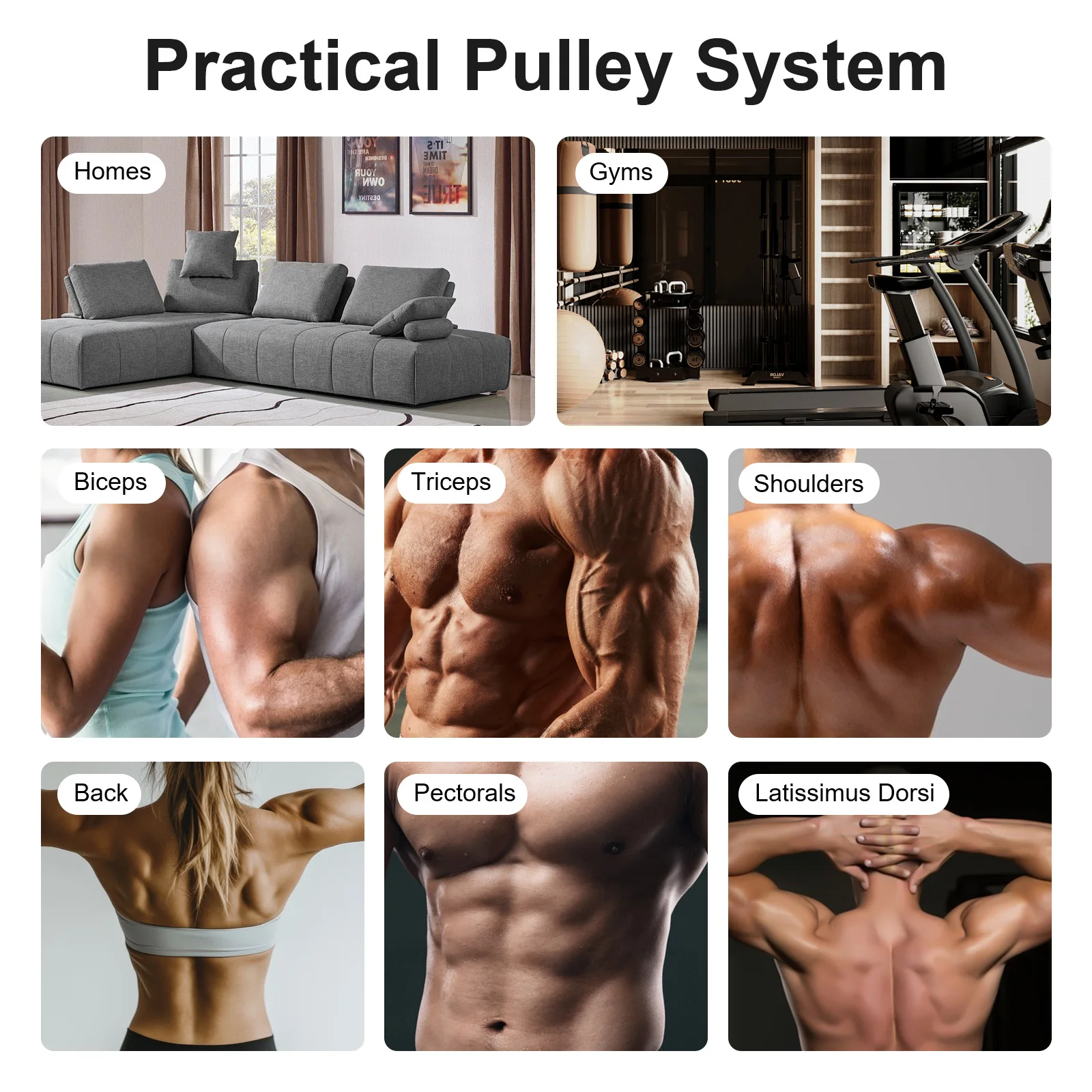 120kg Capacity Pulley System, Home Gym Lat Pulldown Machine for Biceps Triceps Back Workout, with Loading Pin