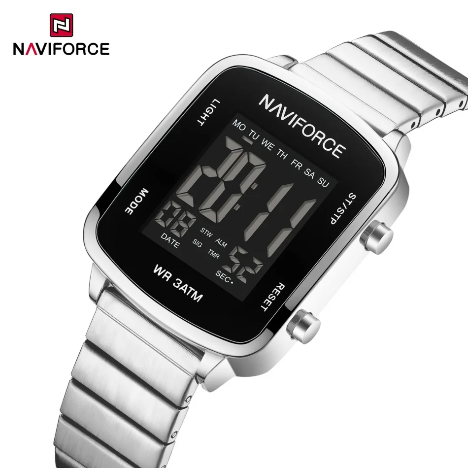 

NAVIFORCE новые брендовые женские часы, цифровой секундомер, хронограф, дисплей, водостойкий светящийся будильник из нержавеющей стали, женские часы