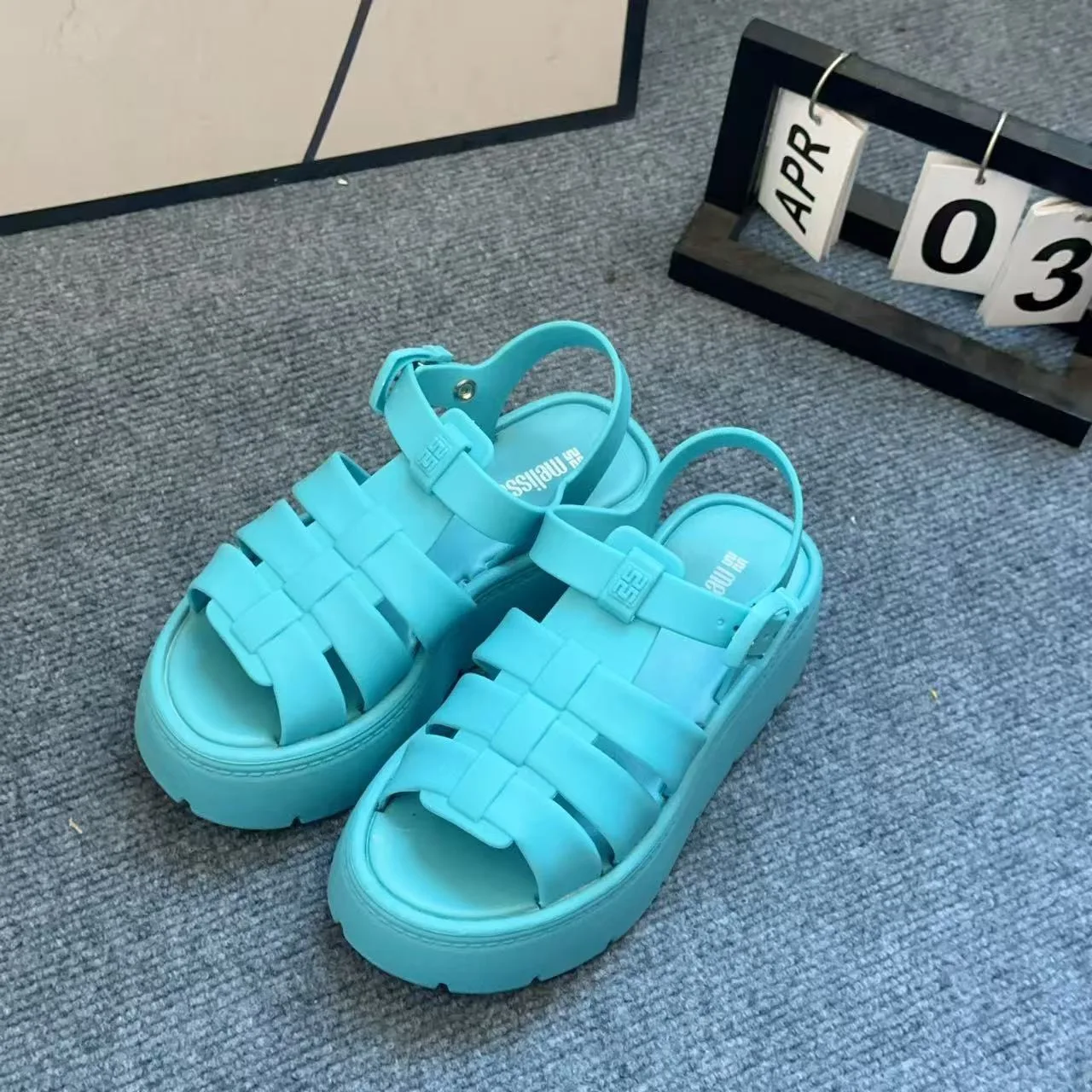 Mini Melissa Summer  Women\'s Thick Sole Slippers Ladies Fashion Candy Color Jelly Sandals Indoor Outdoor Beach Shoes Female
