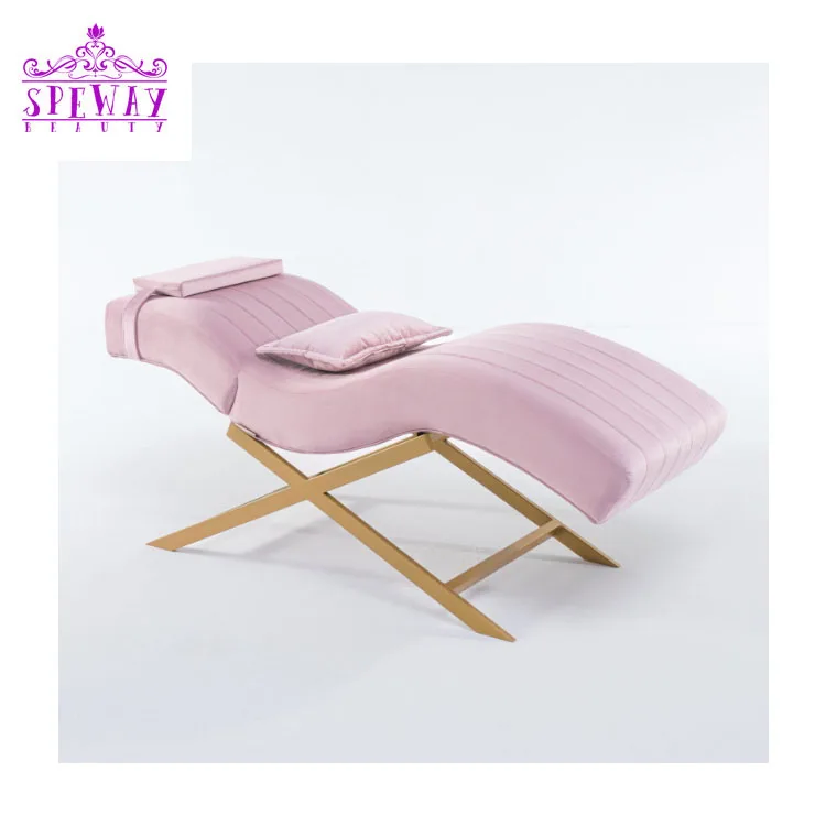 (Massage table + chair)2024 new arrival Modern Massage table spa brown velvet beauty eyelash bed luxury curved lash bed