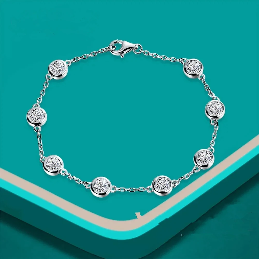 

KNOBSPIN D VVS All Moissanite Tennis Bracelet 4mm 2.4ct Lab Diamond Wedding Fine Jewelry 925 Sterling Sliver Bracelets for Women