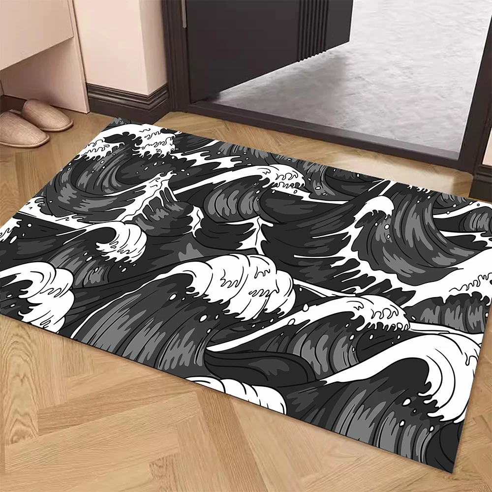 

Great Wave Design Soft Diatom Mud Bathroom Absorbent Floor Mat Toilet Entry Anti-slip Foot Mat Quick-drying Door Mat Thickened