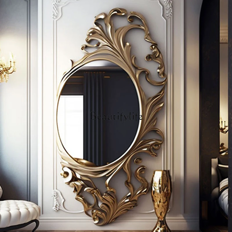 

European Style Irregular Decorative Mirror Wall-Mounted American Retro Full-Length French Dressing Mirror