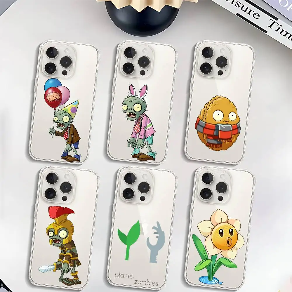 Чехол для телефона Game P-Plants Vs Z-Zombies для iPhone 17, 16, 15, 14 Plus, 13, 12, 11 Pro Max, задняя крышка для телефона, прозрачный противоударный чехол Чехол для телефона Game P-Plants Vs Z-Zombies для iPhone 17, 16, 15, 14 Plus, 13, 12, 11 Pro Max, задняя крышка для телефона, прозрачный противоударный чехол