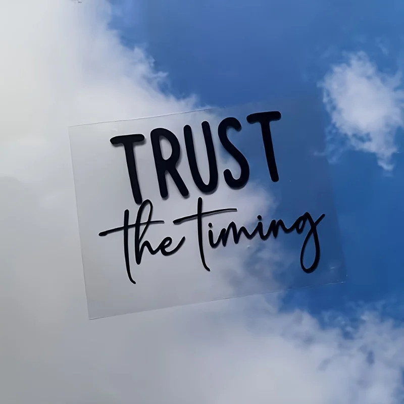 1pc Believe The Timing Positive Quote Sticker, Mirror Effect Waterproof Vinyl Decal for Car Window & Motorcycle Helmet