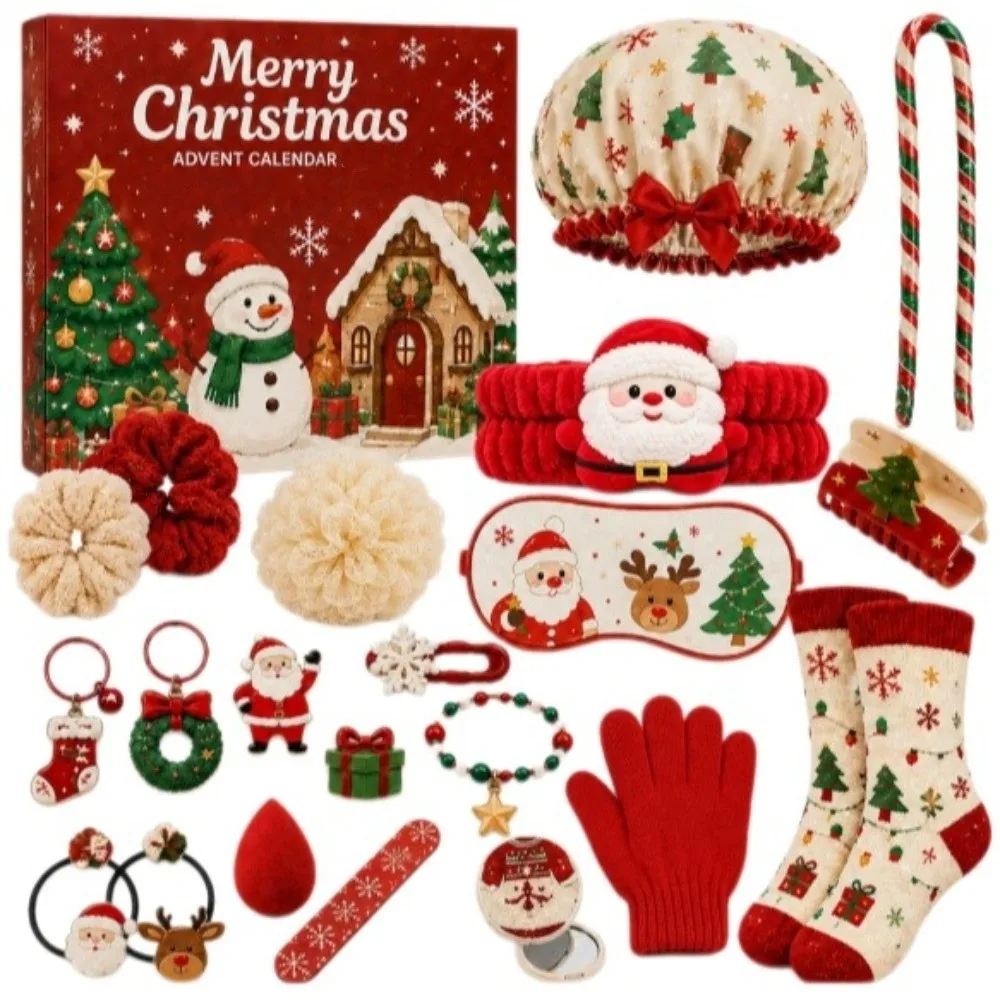 24Pcs Disassembly Gift Christmas Advent Calendar Box Jewelry Suit Gift Fillers Christmas Gift Kit Box 24Pcs Surprise