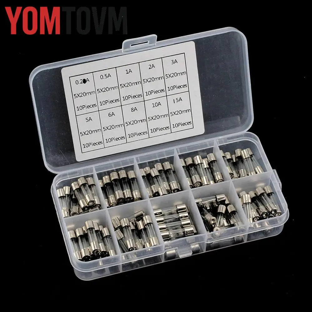 

Fit For Various Electric Equipment Applications. 100pcs Quick Blow Glass Tube Fuse Assorted Kit