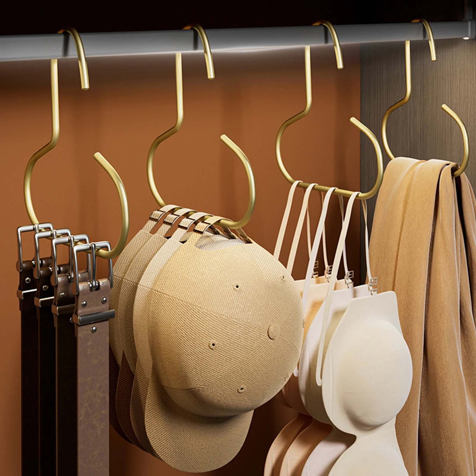 Hat Hanger Organizer for Closet Wide Opening Non Slip Coated Hooks for Caps Scarves Belts Ties for Dorm Wardrobe Storage