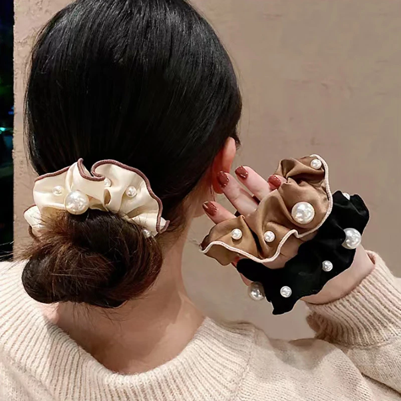 

Korean Imitation Pearl Hair Ties for Women Y2k Handmade Headwear 2024 Latest Sweet Girl Fashion Hair Accessories Jewelry Gift