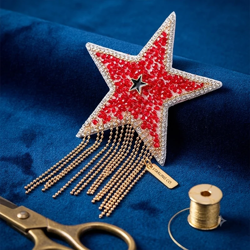 Funkelnden Strass Fünf-stern Muster Hot fix Kleiden Patches Mode Pailletten Schuhe/hüte/taschen Appliques Eisen-auf Patches – Detail 7