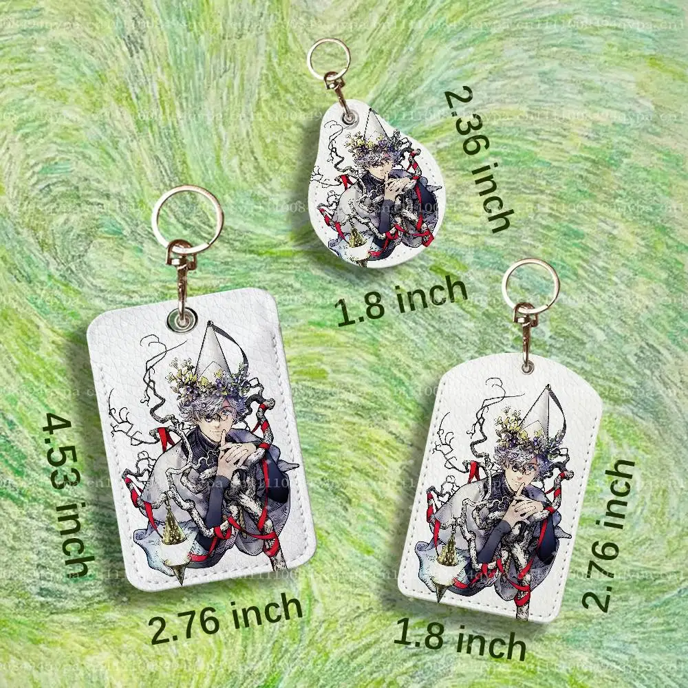 W-Witch Hat Atelier Anime PU Leather Card Holder with Keychain ID Card Holder Protective Cover For Credit Bus Subway Card