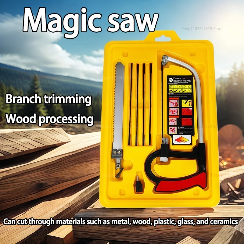 Kit de serra manual multifuncional 7 em 1, com serra de aço para metal, madeira, vidro, 6 lâminas, mini ferramentas de modelagem de madeira diy